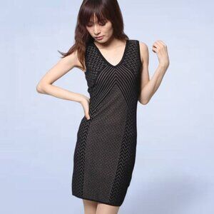 Guess Delilah Pointelle Knit Bodycon Black Dress with Strappy Back - Size Medium